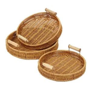 Home Kitchen Hand Woven PP Rattan Bread Basket